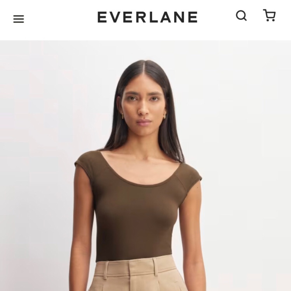 Everlane The Supima® Form Cap-Sleeve Tee Cocoa Size M
